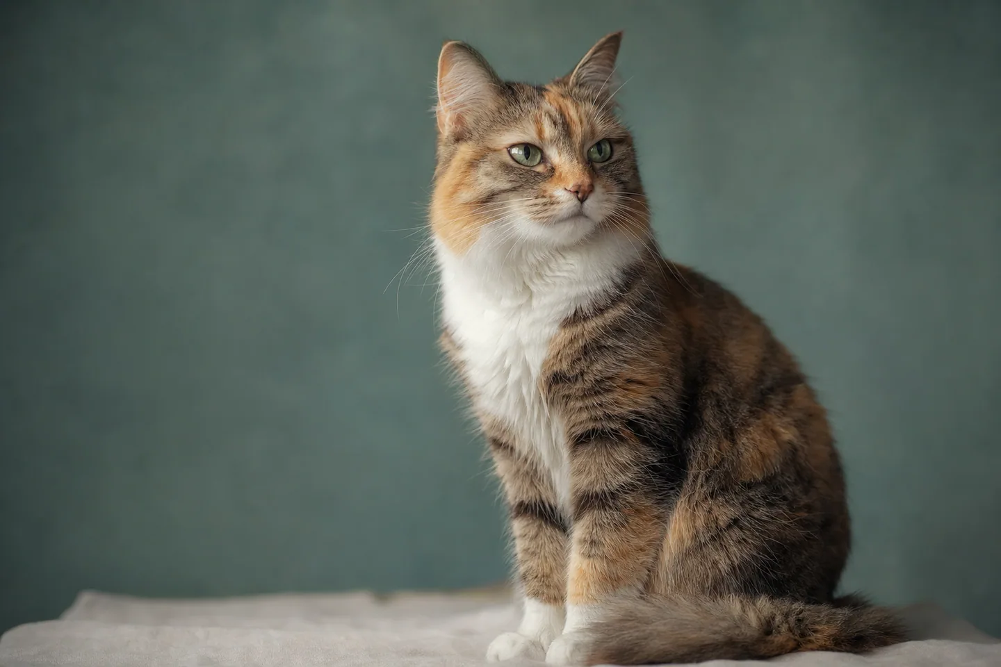 Chat élégant et en bonne santé mis en valeur, ambiance premium