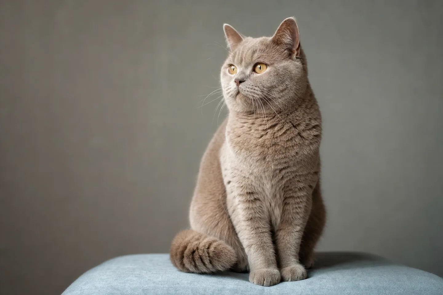 Chat de race élégant posant sur un fond neutre raffiné